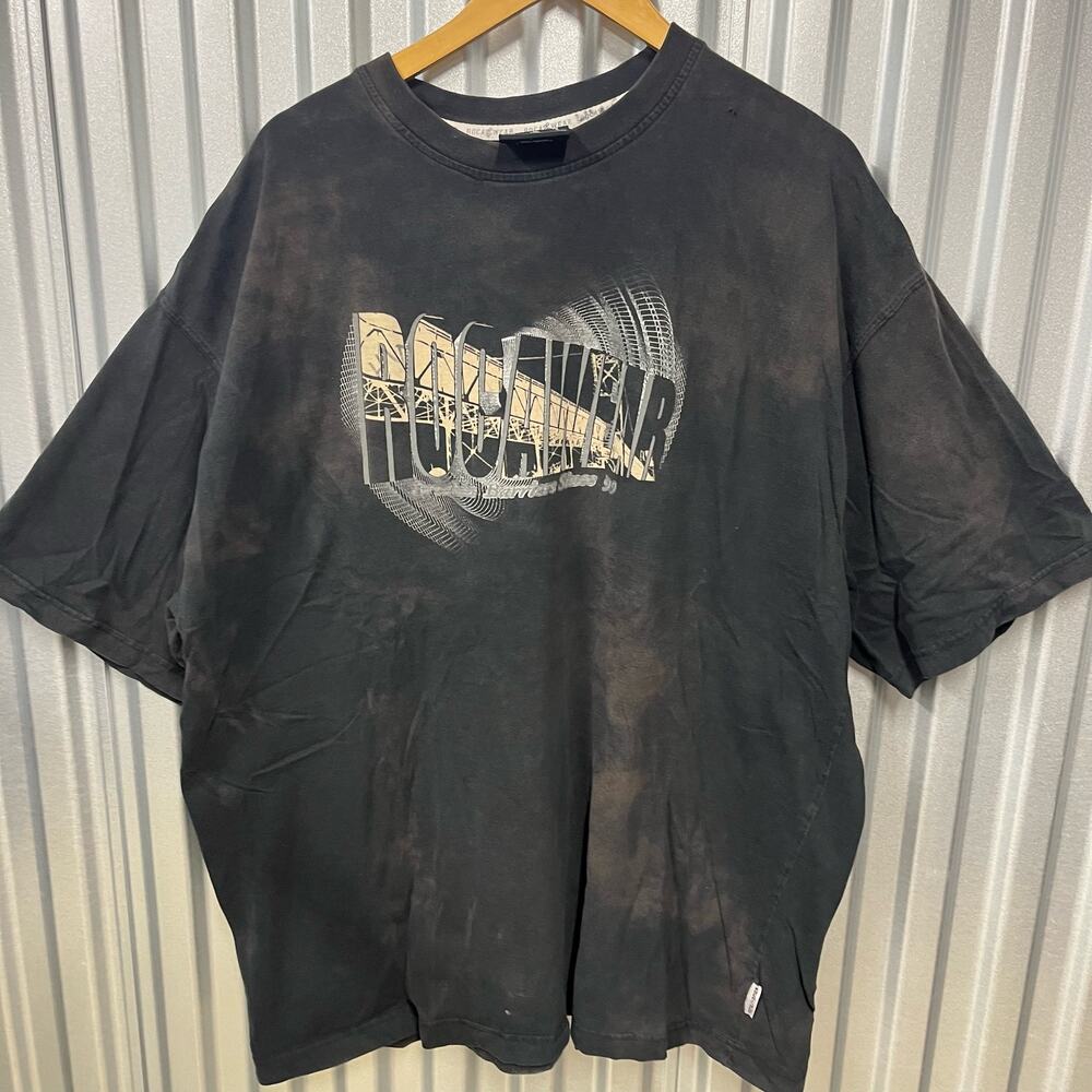 VTG Y2K RocaWear Black Faded and Distressed Graphic Skate Hip Hop T Shirt SZ 2XL